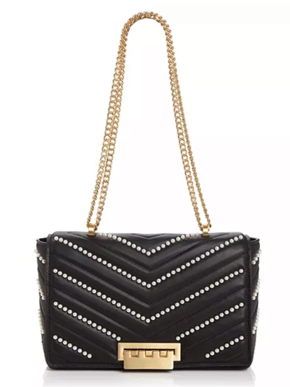 NWT ZAC Zac Posen Soft Earthette Jumbo Chain Crossbosy Bag in Black